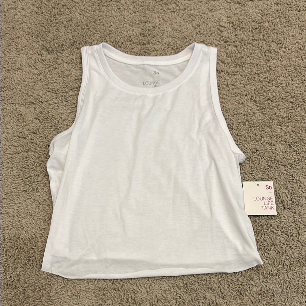 Junior’s SO Cropped Muscle Tank Top, Size Med